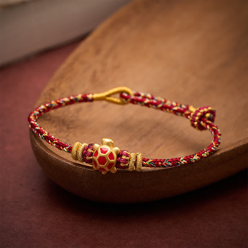 Buddha Stones Bracelet ajustable de protection tortue tissé à la main en cinq couleurs, résistant à la longévité - image 16