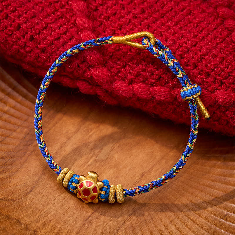 Buddha Stones Bracelet ajustable de protection tortue tissé à la main en cinq couleurs, résistant à la longévité - Bleu (Tour de poignet : 15–18 cm) - image 9