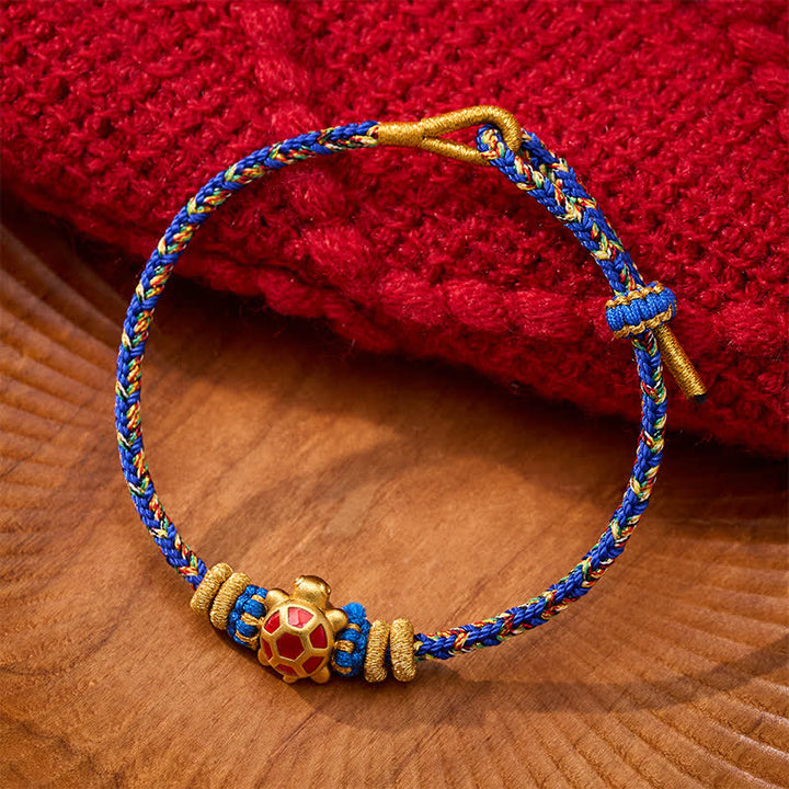 Buddha Stones Bracelet ajustable de protection tortue tissé à la main en cinq couleurs, résistant à la longévité - Bleu (Tour de poignet : 15–18 cm) - image 9