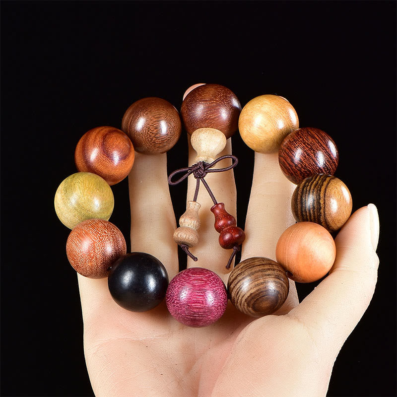 Bracelet de méditation et de bénédiction Mala en bois de wengé avec 108 perles de Buddha Stones - Bracelet de 20 mm - image 8