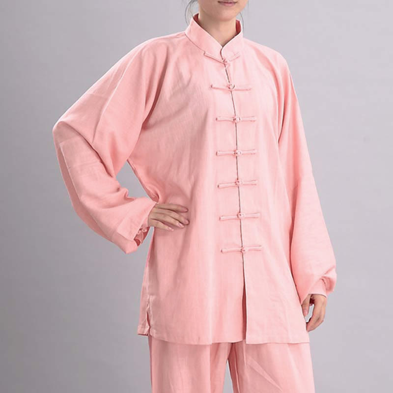Ensemble de vêtements unisexe brodés Buddha Stones, méditation, prière zen, Tai Chi spirituel, Qigong - manches longues roses - US12，UK/AU16，EU44 (2XL) - image 5