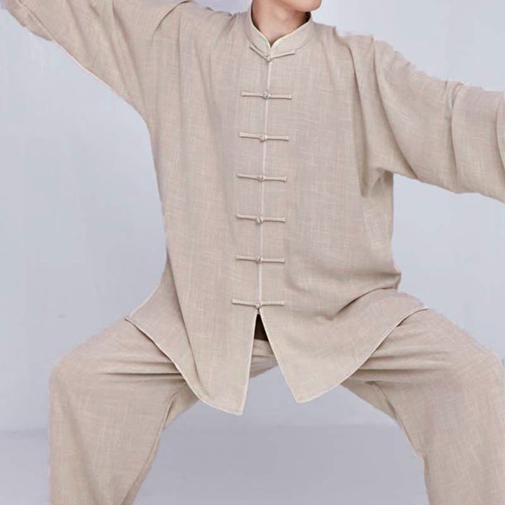 Ensemble de vêtements unisexe brodés Buddha Stones, méditation, prière zen, Tai Chi spirituel, Qigong - manches longues kaki - US14，UK/AU18，EU46 (3XL) - image 8