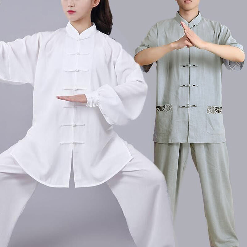Ensemble de vêtements unisexe brodés Buddha Stones, méditation, prière zen, Tai Chi spirituel, Qigong - image 1