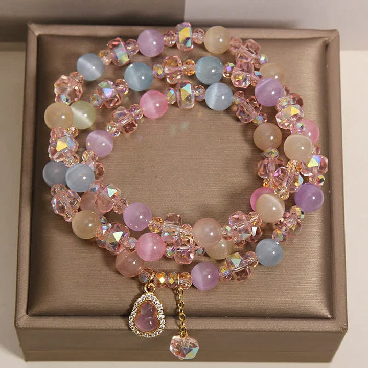 Buddha Stones Bracelet de perles multicolores en forme de calebasse et œil de chat - image 7