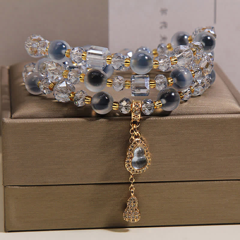 Buddha Stones Bracelet triple tour harmonieux avec breloque en agate bonbon et gourde - image 2