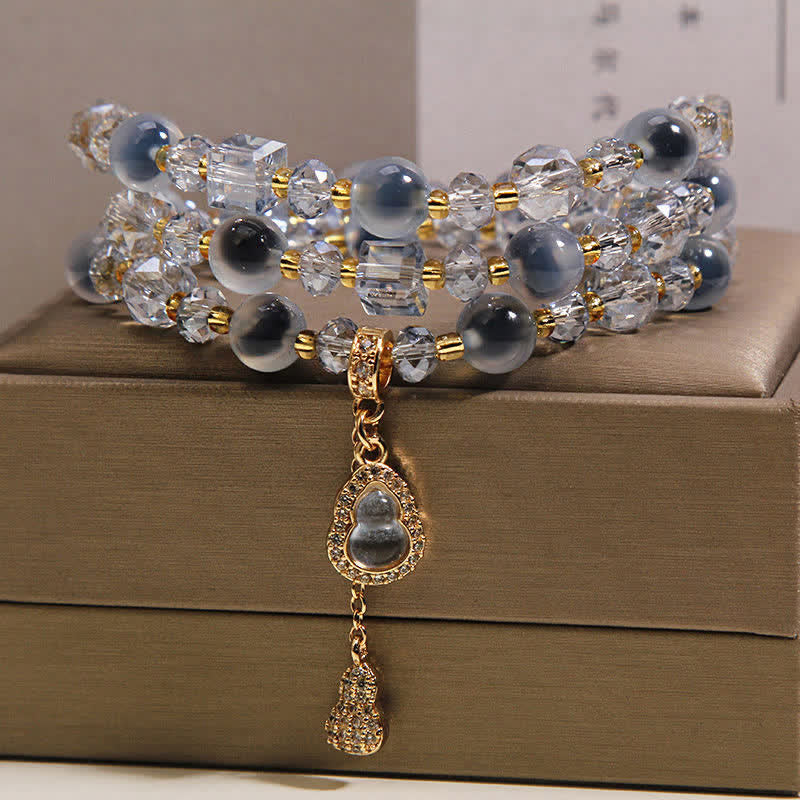 Buddha Stones Bracelet triple tour harmonieux avec breloque en agate bonbon et gourde - image 1