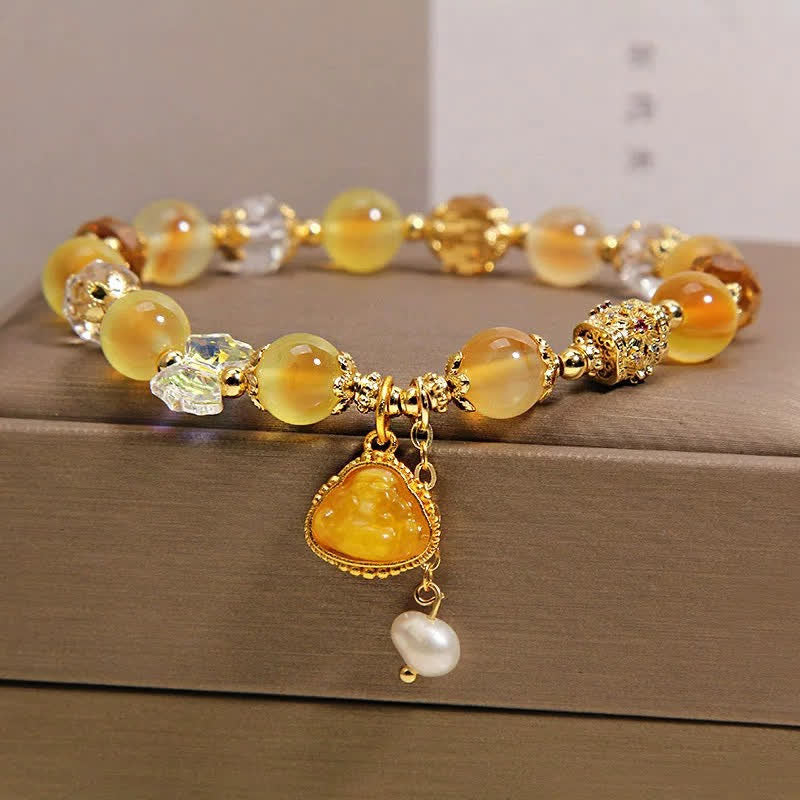Buddha Stones Bracelet de perles Bouddha Hope en agate jaune bonbon - Agate bonbon (Espoir ♥ Équilibre) - image 0