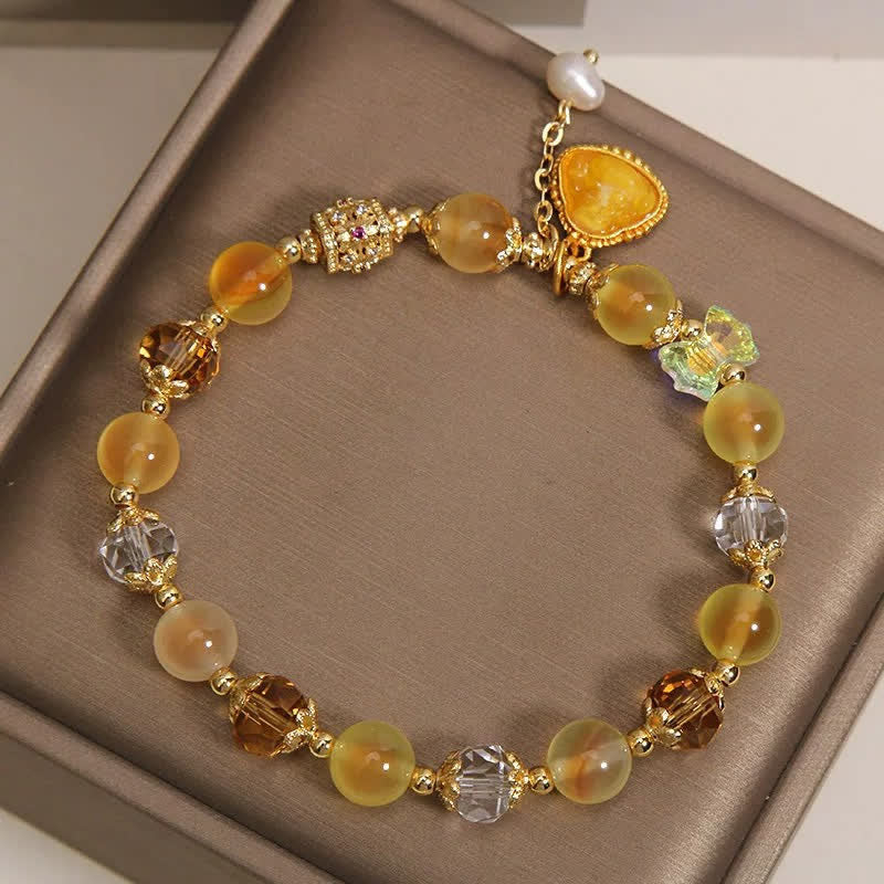 Buddha Stones Bracelet de perles Bouddha Hope en agate jaune bonbon - image 8