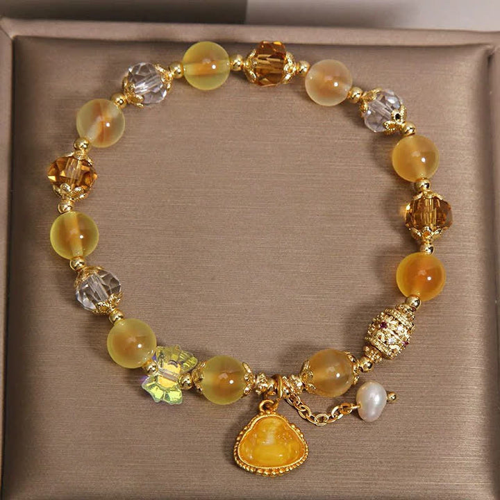 Buddha Stones Bracelet de perles Bouddha Hope en agate jaune bonbon - image 4