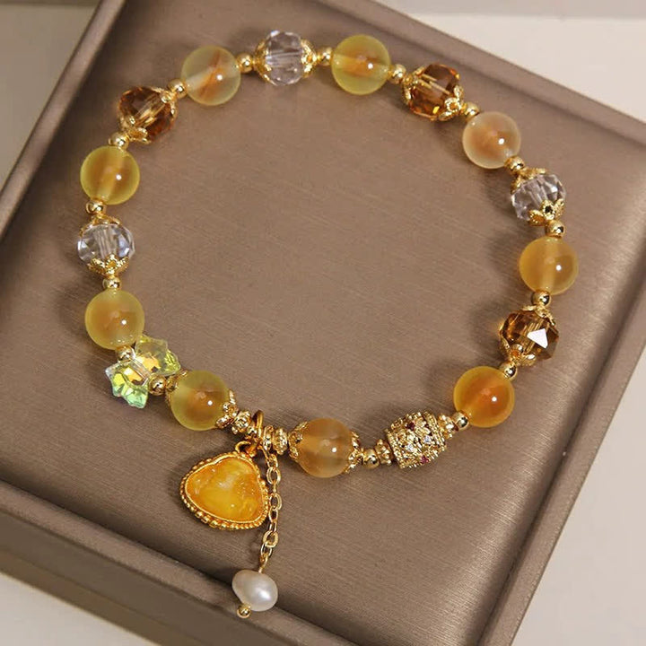 Buddha Stones Bracelet de perles Bouddha Hope en agate jaune bonbon - image 3