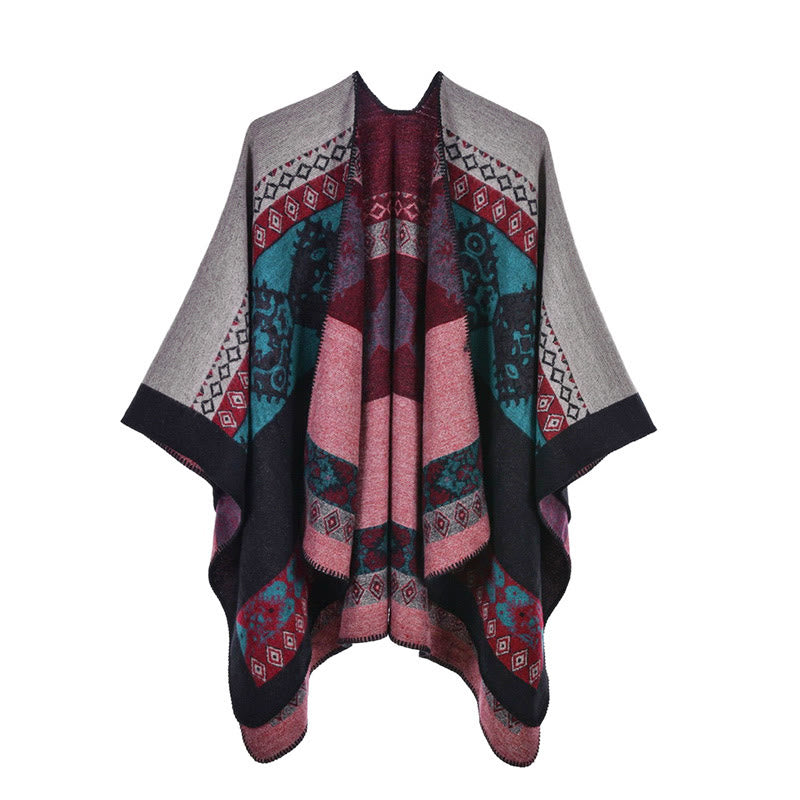 Écharpe châle tibétain à motifs de diamants avec Buddha Stones - Rose Noir - image 17
