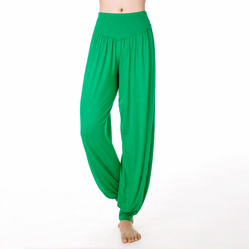 Pantalon harem ample en modal uni Buddha Stones , idéal pour le yoga et la danse. - Vert printanier moyen - US12，UK/AU16，EU44 (3XL) - image 24