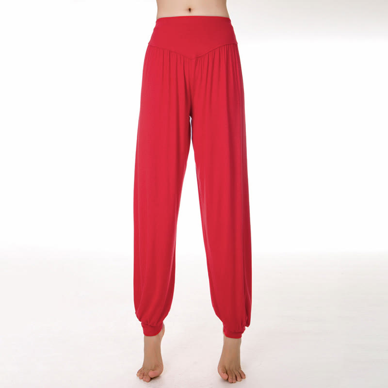 Pantalon harem ample en modal uni Buddha Stones , idéal pour le yoga et la danse. - Rouge - US12，UK/AU16，EU44 (3XL) - image 25