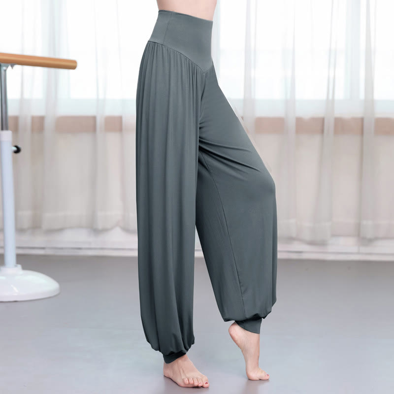 Pantalon harem ample en modal uni Buddha Stones , idéal pour le yoga et la danse. - Gris foncé - US12，UK/AU16，EU44 (3XL) - image 12