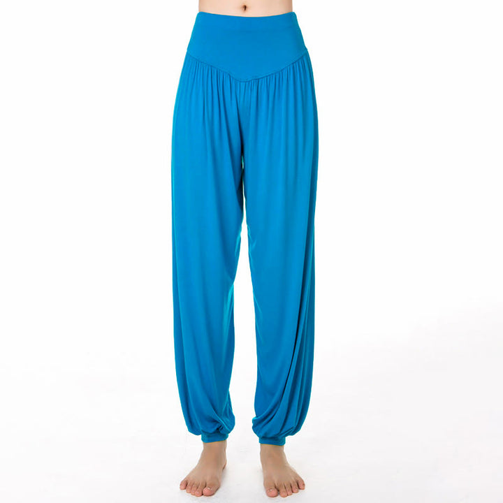 Pantalon harem ample en modal uni Buddha Stones , idéal pour le yoga et la danse. - Bleu ciel profond - US12，UK/AU16，EU44 (3XL) - image 18
