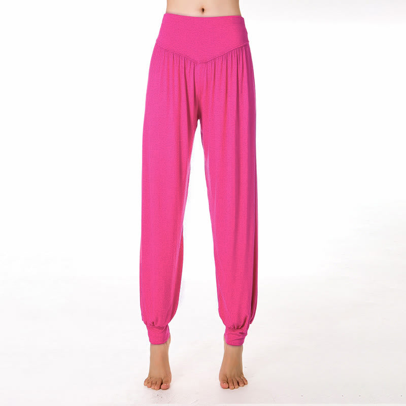 Pantalon harem ample en modal uni Buddha Stones , idéal pour le yoga et la danse. - Rose vif - US12，UK/AU16，EU44 (3XL) - image 22