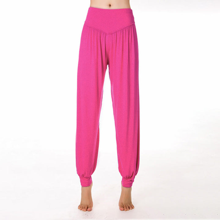 Pantalon harem ample en modal uni Buddha Stones , idéal pour le yoga et la danse. - Rose vif - US12，UK/AU16，EU44 (3XL) - image 22
