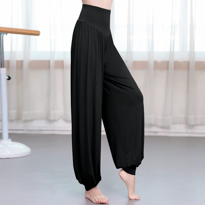 Pantalon harem ample en modal uni Buddha Stones , idéal pour le yoga et la danse. - Noir - US12，UK/AU16，EU44 (3XL) - image 0
