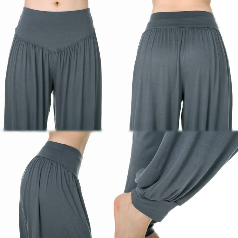 Pantalon harem ample en modal uni Buddha Stones , idéal pour le yoga et la danse. - image 15