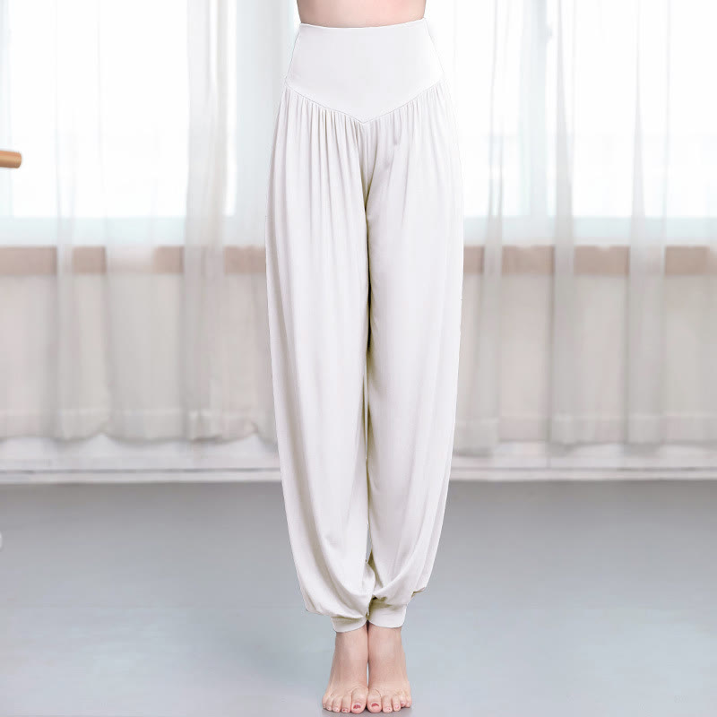 Pantalon harem ample en modal uni Buddha Stones , idéal pour le yoga et la danse. - Blanc - US12，UK/AU16，EU44 (3XL) - image 16