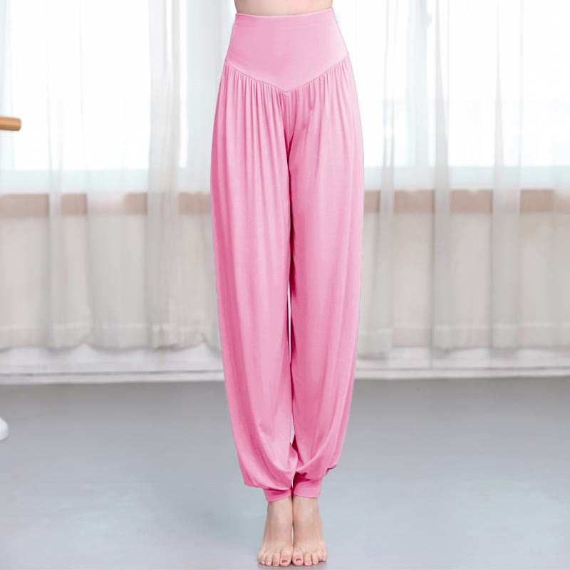 Pantalon harem ample en modal uni Buddha Stones , idéal pour le yoga et la danse. - Rose clair - US12，UK/AU16，EU44 (3XL) - image 9