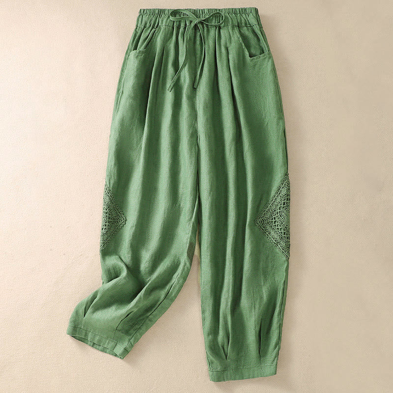 Pantalon harem d'été pour femme Buddha Stones avec cordon de serrage et poches - Vert pâle - US8-10，UK/AU12-14，EU40-42 (2XL) - image 6