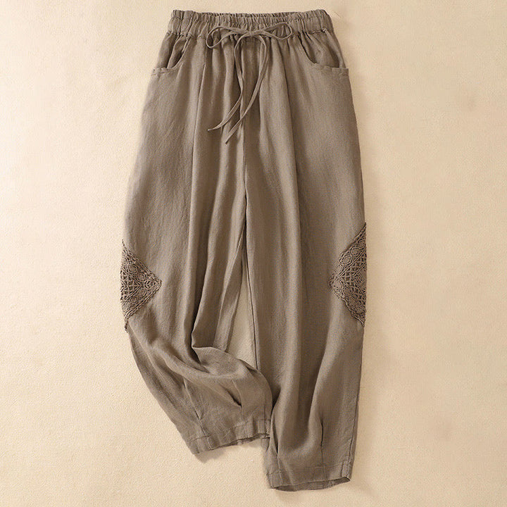 Pantalon harem d'été pour femme Buddha Stones avec cordon de serrage et poches - Tanné - US8-10，UK/AU12-14，EU40-42 (2XL) - image 0