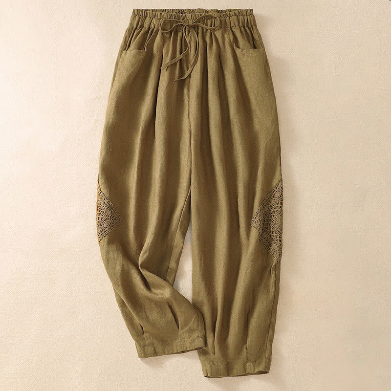 Pantalon harem d'été pour femme Buddha Stones avec cordon de serrage et poches - verge d'or - US8-10，UK/AU12-14，EU40-42 (2XL) - image 15