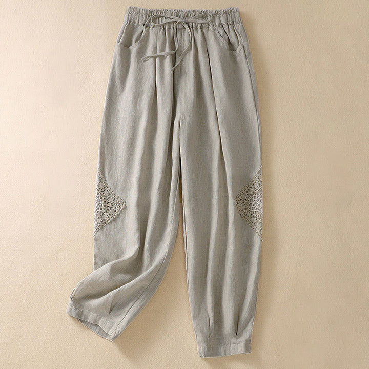 Pantalon harem d'été pour femme Buddha Stones avec cordon de serrage et poches - Lin - US8-10，UK/AU12-14，EU40-42 (2XL) - image 13