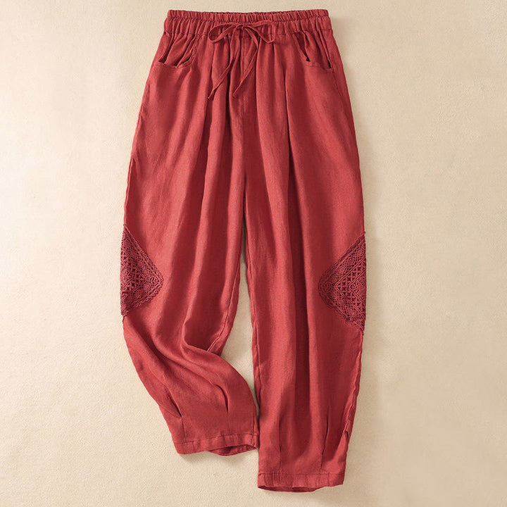 Pantalon harem d'été pour femme Buddha Stones avec cordon de serrage et poches - Tomate - US8-10，UK/AU12-14，EU40-42 (2XL) - image 17