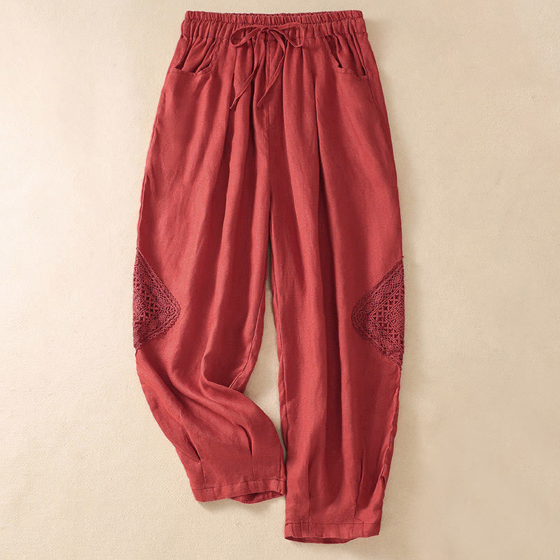 Pantalon harem d'été pour femme Buddha Stones avec cordon de serrage et poches - Tomate - US8-10，UK/AU12-14，EU40-42 (2XL) - image 17