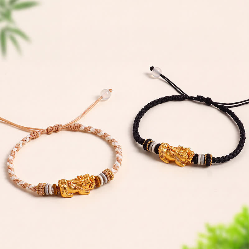 Buddha Stones Bracelet Pi Xiu en cuivre et agate blanche, tissé à la main, symbole de bon augure - image 13