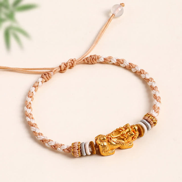 Buddha Stones Bracelet Pi Xiu en cuivre et agate blanche, tissé à la main, symbole de bon augure - image 5
