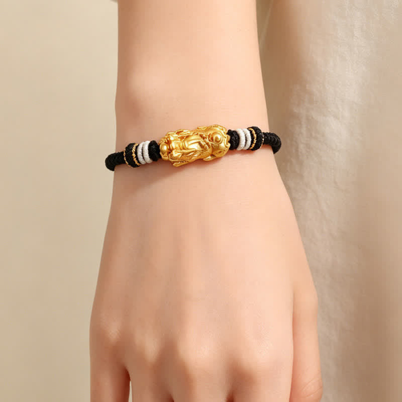 Buddha Stones Bracelet Pi Xiu en cuivre et agate blanche, tissé à la main, symbole de bon augure - image 1