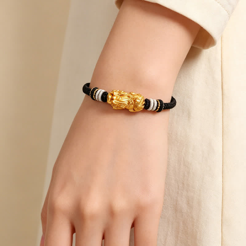 Buddha Stones Bracelet Pi Xiu en cuivre et agate blanche, tissé à la main, symbole de bon augure - image 2