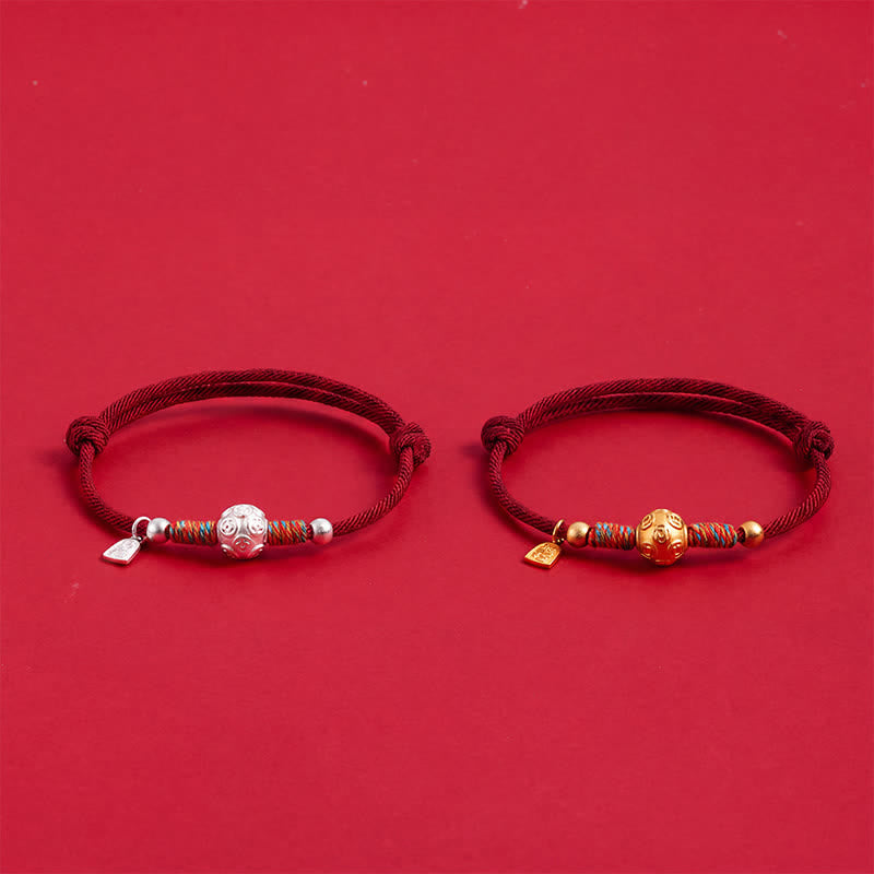 Buddha Stones Bracelet de protection tissé à la main en argent sterling 999 avec cordon rouge - image 14