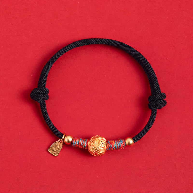 Buddha Stones Bracelet de protection tissé à la main en argent sterling 999 avec cordon rouge - image 17