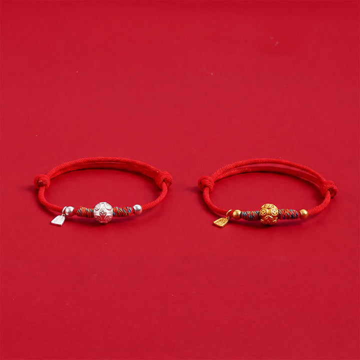 Buddha Stones Bracelet de protection tissé à la main en argent sterling 999 avec cordon rouge - image 10