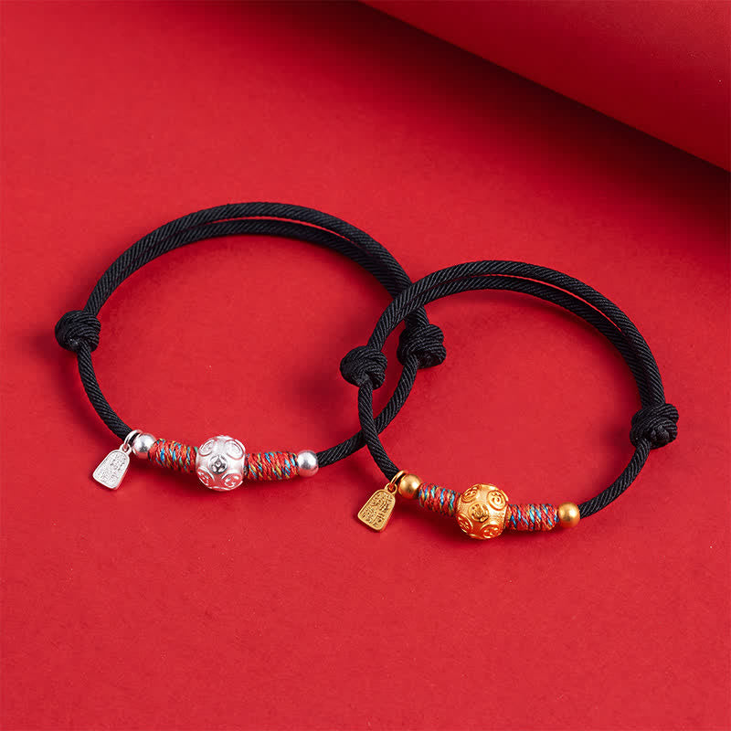 Buddha Stones Bracelet de protection tissé à la main en argent sterling 999 avec cordon rouge - image 23