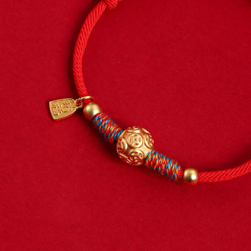 Buddha Stones Bracelet de protection tissé à la main en argent sterling 999 avec cordon rouge - image 3
