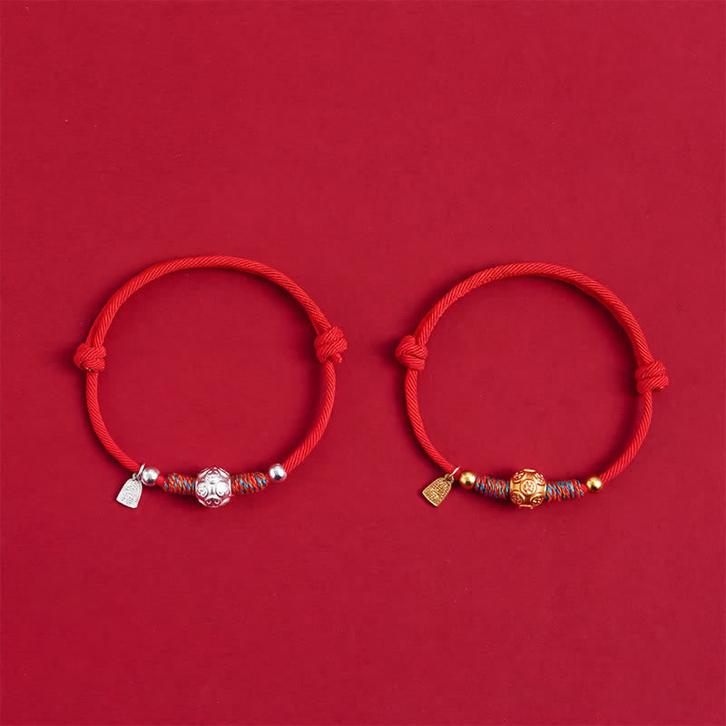 Buddha Stones Bracelet de protection tissé à la main en argent sterling 999 avec cordon rouge - image 11