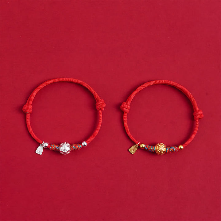 Buddha Stones Bracelet de protection tissé à la main en argent sterling 999 avec cordon rouge - image 11
