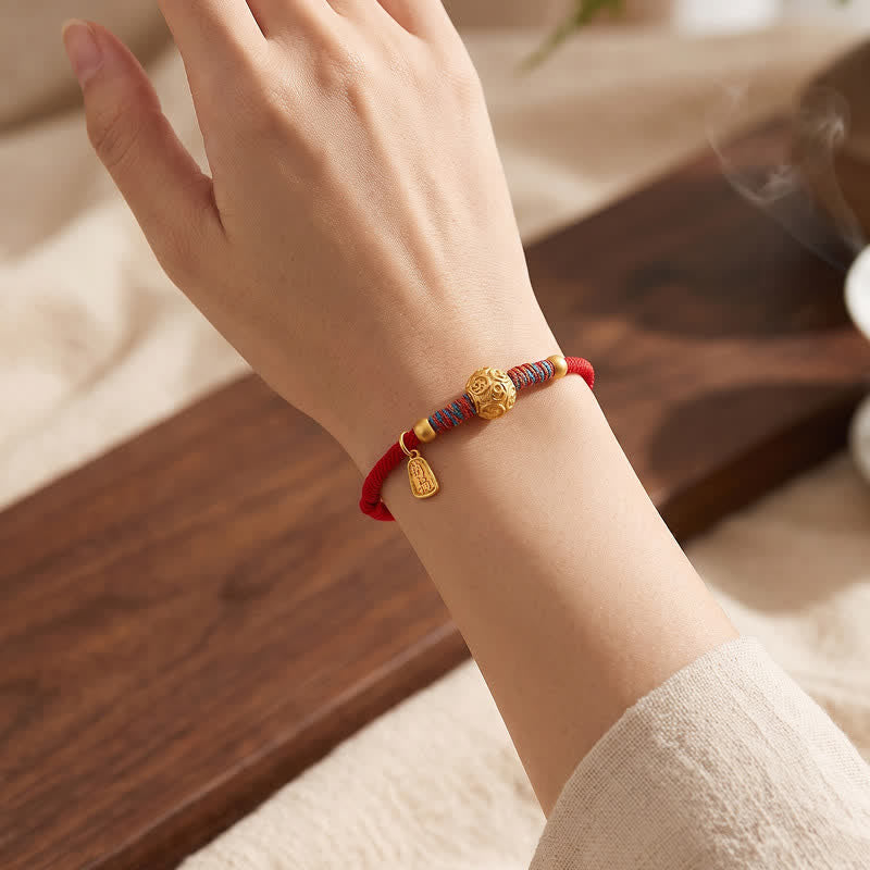 Buddha Stones Bracelet de protection tissé à la main en argent sterling 999 avec cordon rouge - image 4