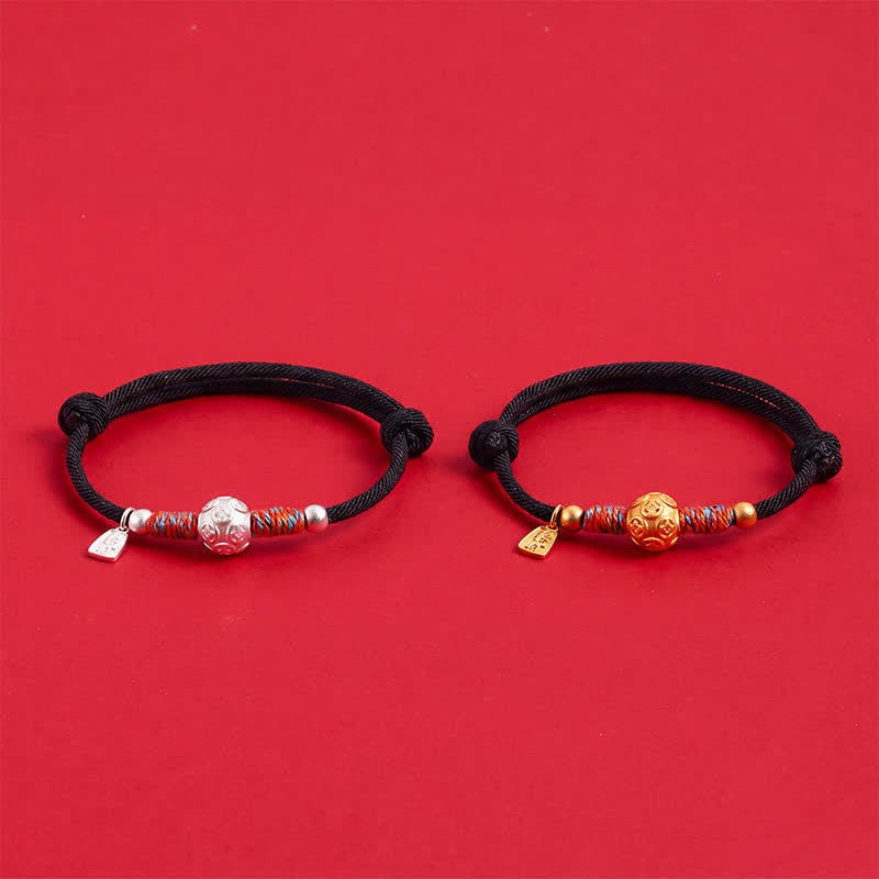 Buddha Stones Bracelet de protection tissé à la main en argent sterling 999 avec cordon rouge - image 22