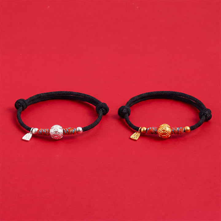 Buddha Stones Bracelet de protection tissé à la main en argent sterling 999 avec cordon rouge - image 22