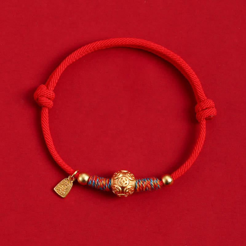 Buddha Stones Bracelet de protection tissé à la main en argent sterling 999 avec cordon rouge - image 2