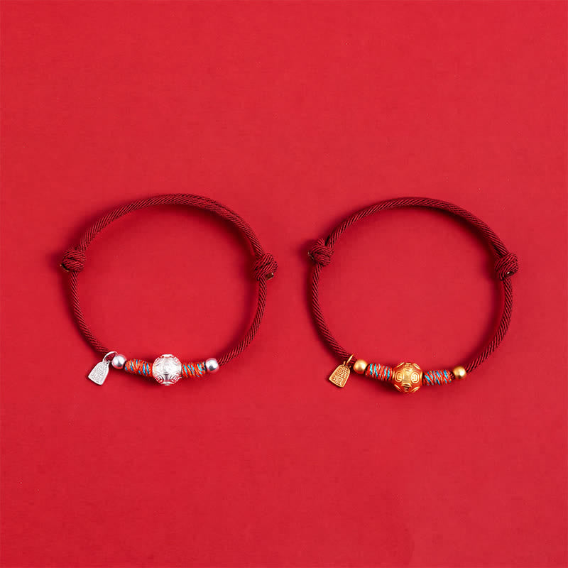 Buddha Stones Bracelet de protection tissé à la main en argent sterling 999 avec cordon rouge - image 15