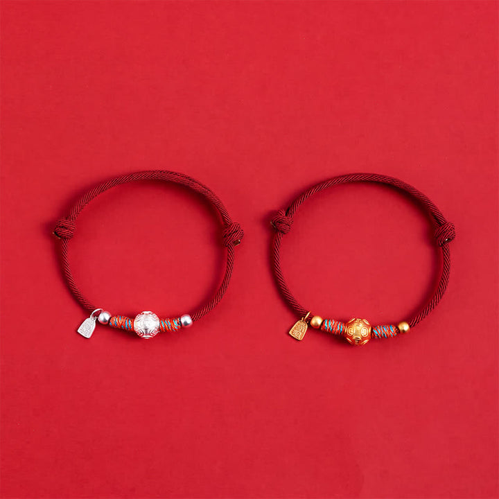 Buddha Stones Bracelet de protection tissé à la main en argent sterling 999 avec cordon rouge - image 15