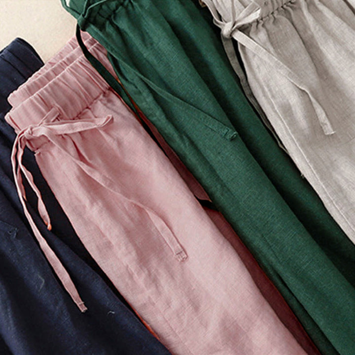 Pantalon Capri court à jambes larges et taille élastique pour femme, avec poches, motif Buddha Stones - image 28