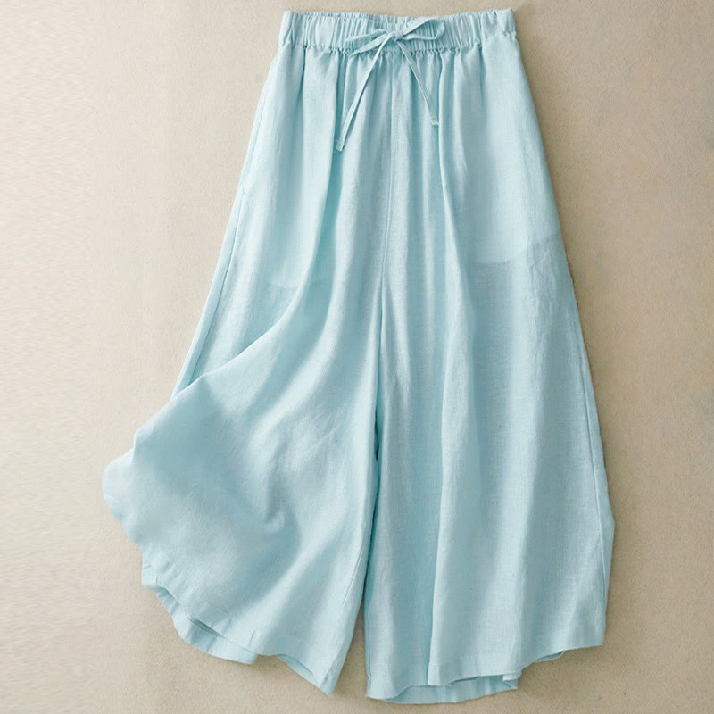 Pantalon Capri court à jambes larges et taille élastique pour femme, avec poches, motif Buddha Stones - Turquoise pâle - US14，UK/AU18，EU46 (3XL) - image 0